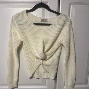 Poof! Cream Twist-Front women's Sweater size small